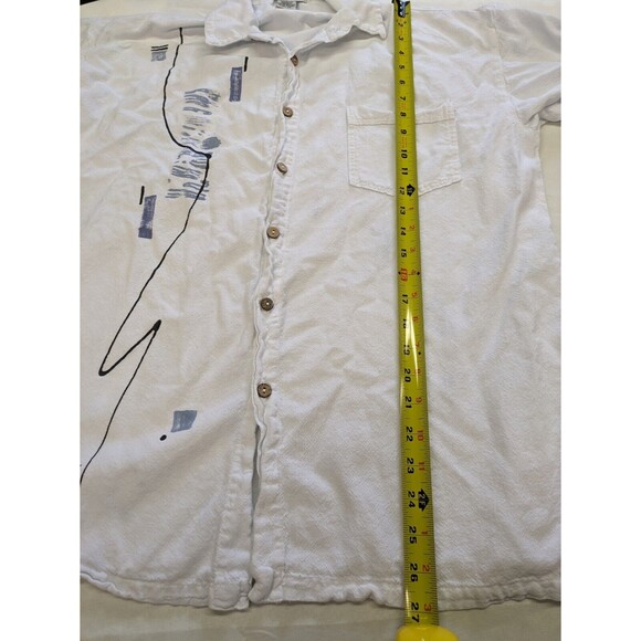 Expressions By Leslie Women's Art Wear 100% Cotton Short Sleeve Button Down Top - Picture 12 of 12